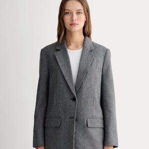 Everlane Women's Oversized Wool Gray Herringbone Blazer